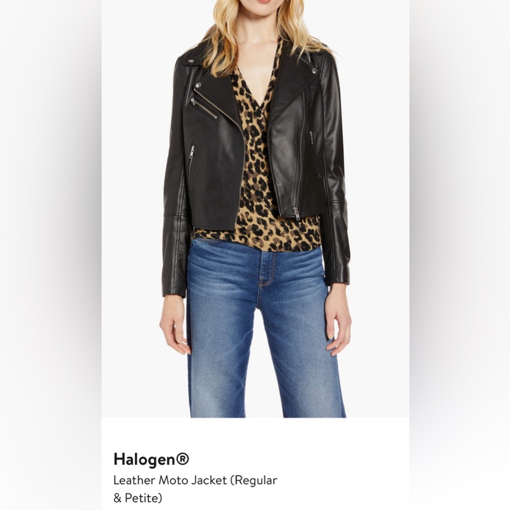Halogen Leather Moto Jacket small:petite